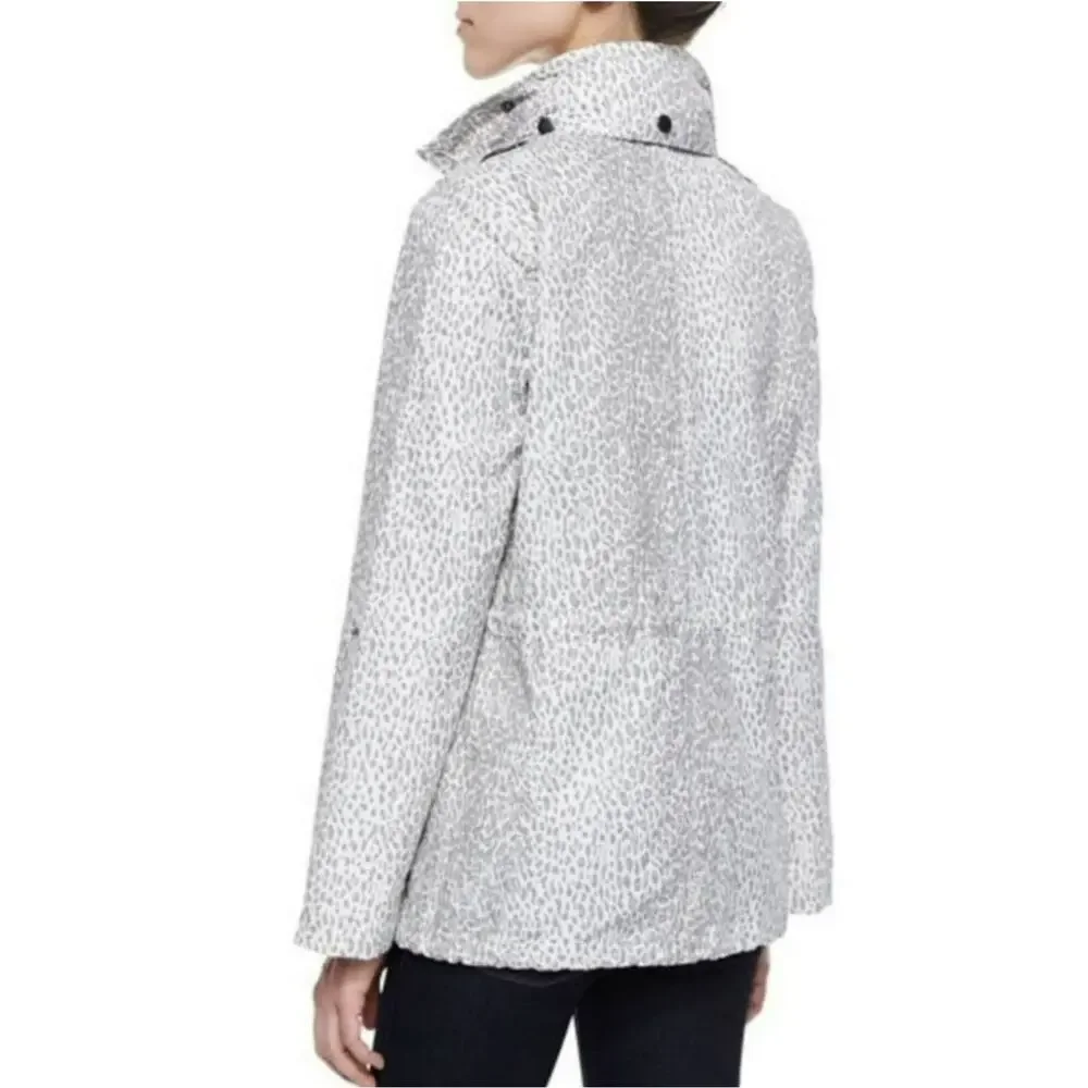 XS Joie leopard print white and gray hooded jacket
